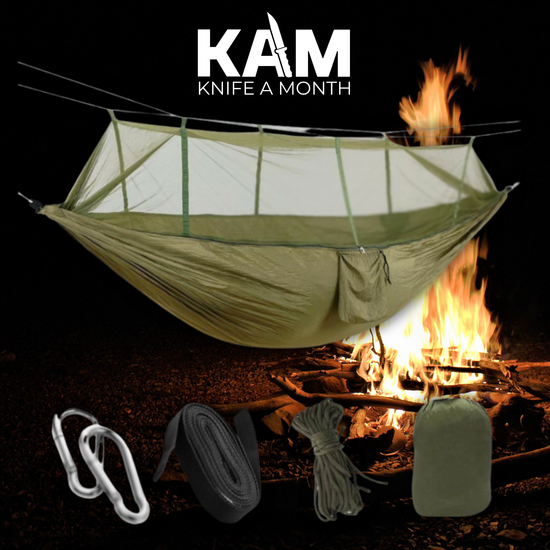 Outdoor hammock with integrated mosquito net