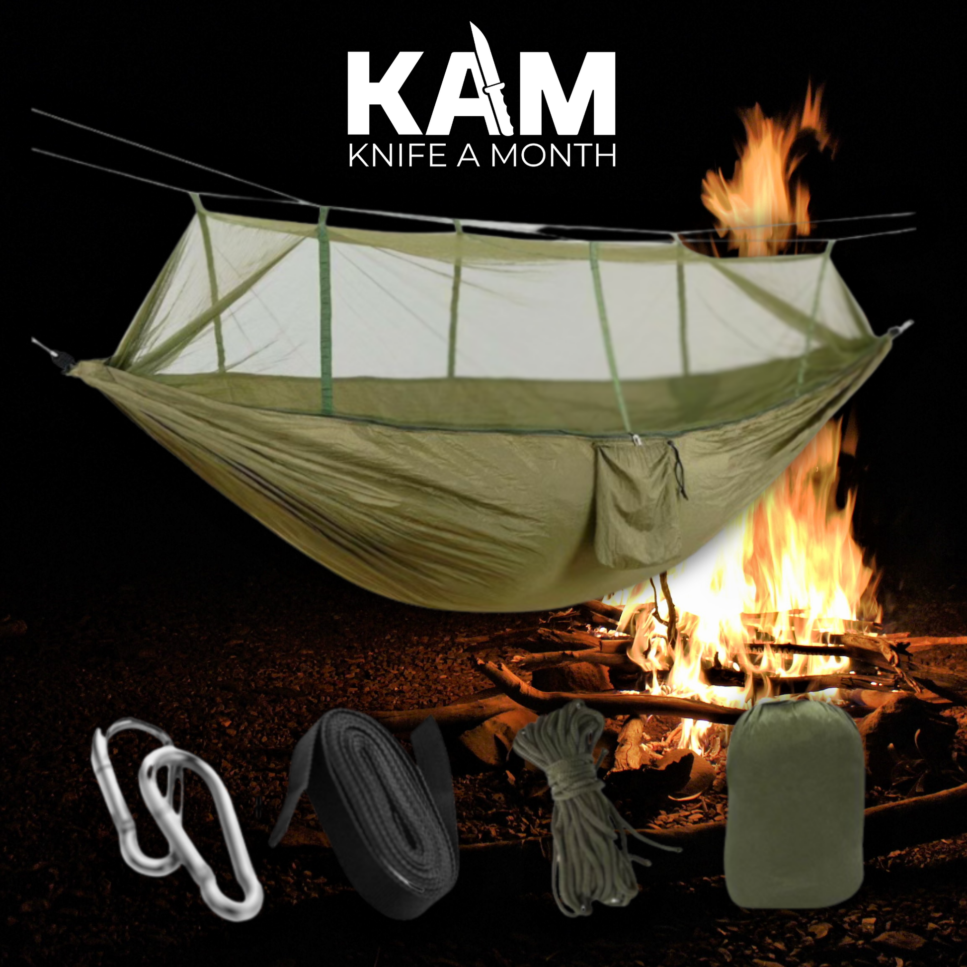 Outdoor hammock with integrated mosquito net